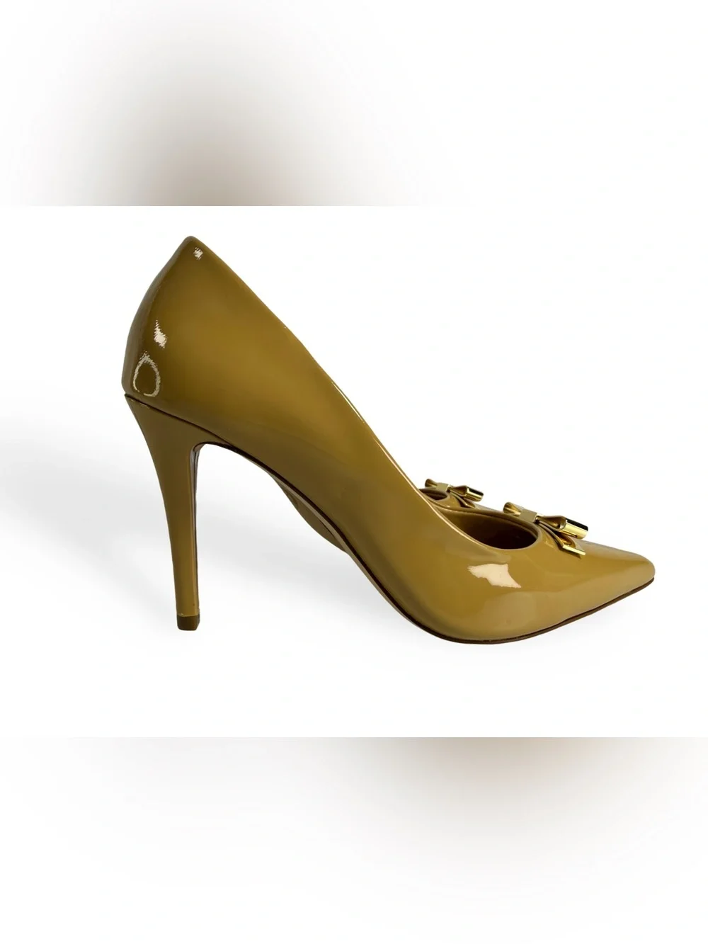 Michael Kors Women's Tan Patent Pointed-Toe Flats 7